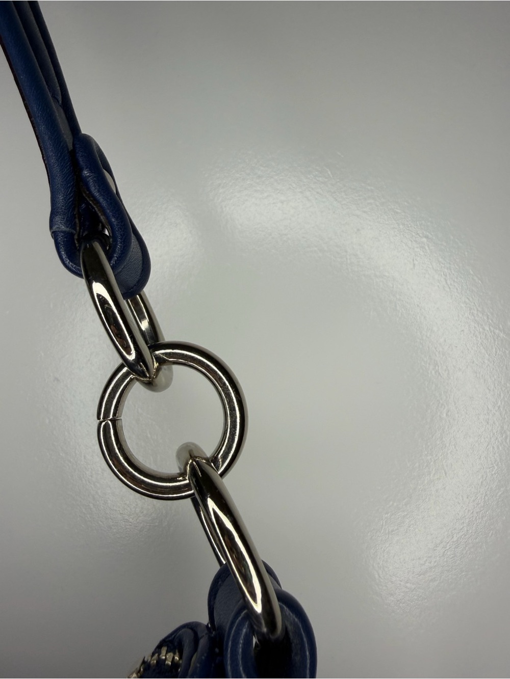 Coach Kristin Navy Cobalt Blue Leather Hobo Bag F23681 Push Lock Pockets - Picture 12 of 16